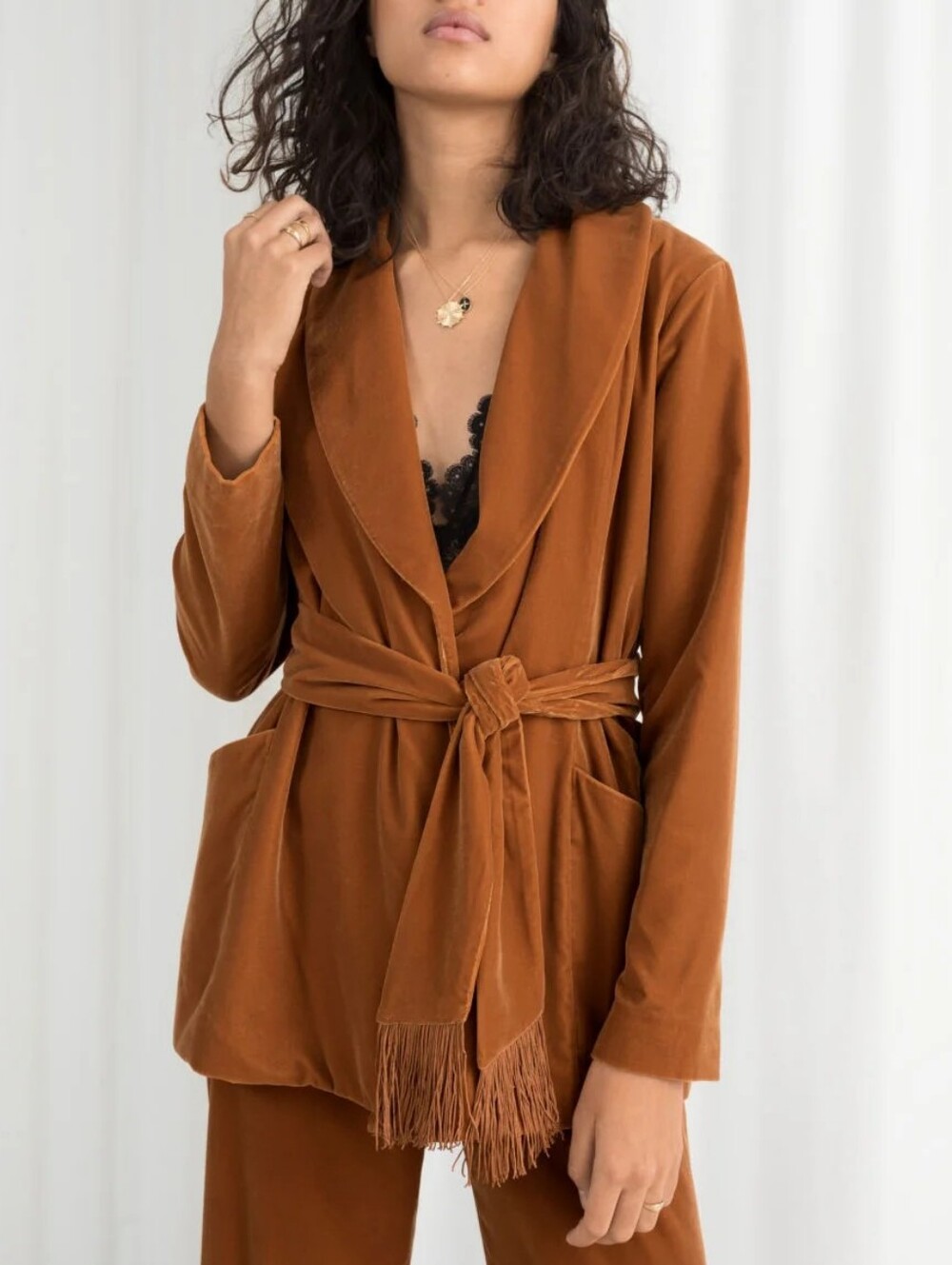 & Other Stories Belted Velvet Blazer Size 0